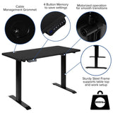 Flash Furniture 48" Wide Black Electric Height Adjustable Standing Desk with Black Mesh Multifunction Executive Swivel Ergonomic Office Chair