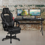 Flash Furniture Gaming Desk with Cup Holder/Headphone Hook/Removable Mousepad Top & Black Reclining Back/Arms Gaming Chair with Footrest