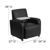 Flash Furniture Black LeatherSoft Guest Chair with Tablet Arm, Front Wheel Casters and Cup Holder