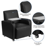 Flash Furniture Black LeatherSoft Guest Chair with Tablet Arm, Front Wheel Casters and Cup Holder