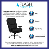 Flash Furniture HERCULES Series 24/7 Intensive Use Big & Tall 400 lb. Rated Black Fabric Executive Ergonomic Office Chair with Lumbar Knob