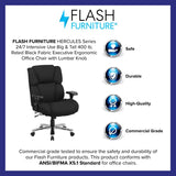 Flash Furniture HERCULES Series 24/7 Intensive Use Big & Tall 400 lb. Rated Black Fabric Executive Ergonomic Office Chair with Lumbar Knob