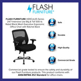 Flash Furniture HERCULES Series 24/7 Intensive Use Big & Tall 500 lb. Rated Black Mesh Executive Ergonomic Office Chair with Ratchet Back