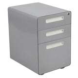 Flash Furniture Ergonomic 3-Drawer Mobile Locking Filing Cabinet with Anti-Tilt Mechanism and Hanging Drawer for Legal & Letter Files, Gray