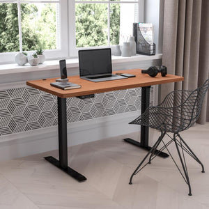 Flash Furniture Electric Height Adjustable Standing Desk - Table Top 48" Wide - 24" Deep (Mahogany)