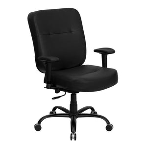 Flash Furniture HERCULES Series Big & Tall 400 lb. Rated Black LeatherSoft Executive Ergonomic Office Chair with Adjustable Arms