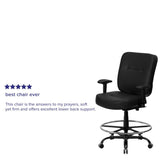 Flash Furniture HERCULES Series Big & Tall 400 lb. Rated Black LeatherSoft Ergonomic Drafting Chair with Adjustable Arms